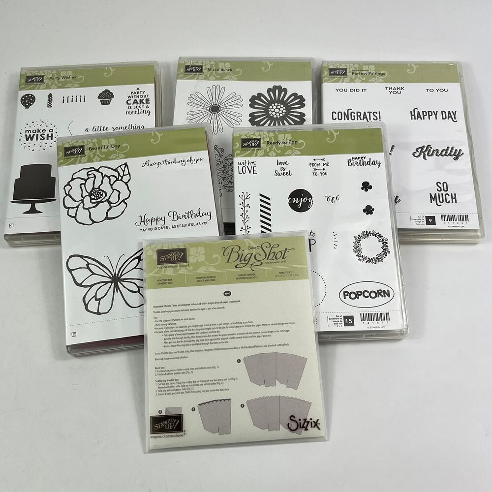 Stampin Up Party Wishes Mixed Bunch Beautiful Day Ready To Pop Thinlits Lot